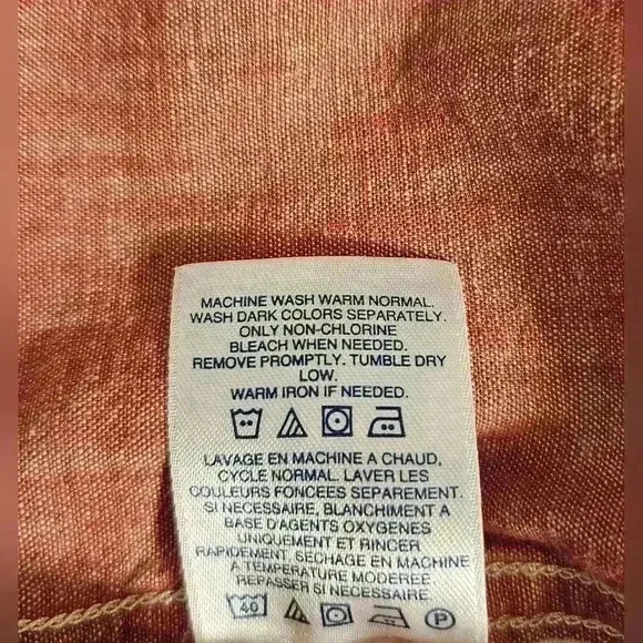 Lands' End Mens Long Sleeve Button Up Shirt 100% Comfy Cotton Salmon Small 34-36 - Picture 8 of 8